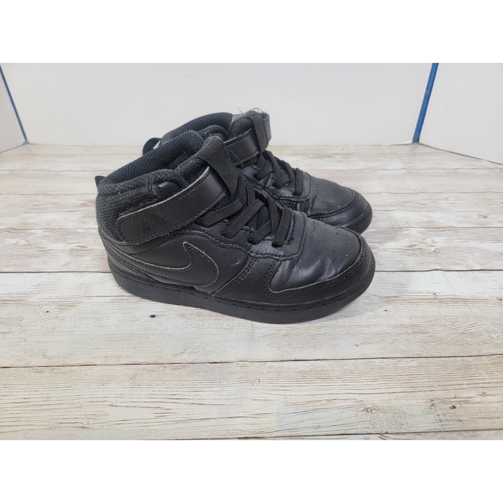 Nike Toddler High Top Air Force One Court Side 9C Black/Black CD7784-001 Hook Lo